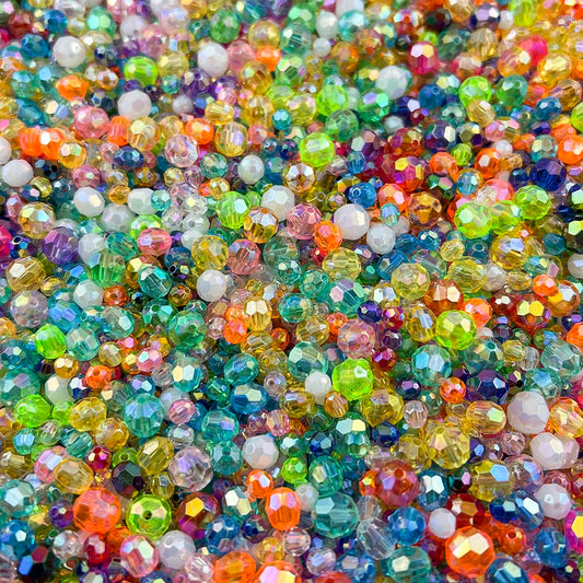 Daiyifiy 1000 Pcs 6MM Round Faceted Acrylic Beads AB Color Transparent Crystal Acrylic Beads Round Bicone Beads for Jewelry Making, Bracelets Necklaces Earrings Wind (133- Pale Yellow AB)