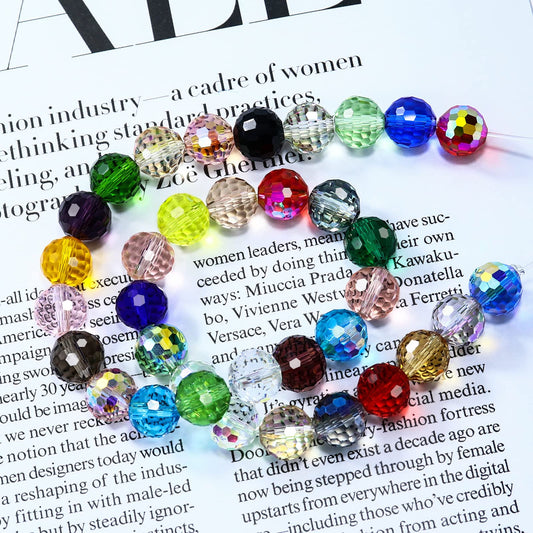 Dowarm 10MM Round Crystal Beads for Jewelry Making, Crystal Paradise Faceted Crystal Glass Beads for Crafts Bracelet Wind Chimes Suncatcher, #5003 Rondelle Spacer Beads, Loose Gemstones, 50PCS