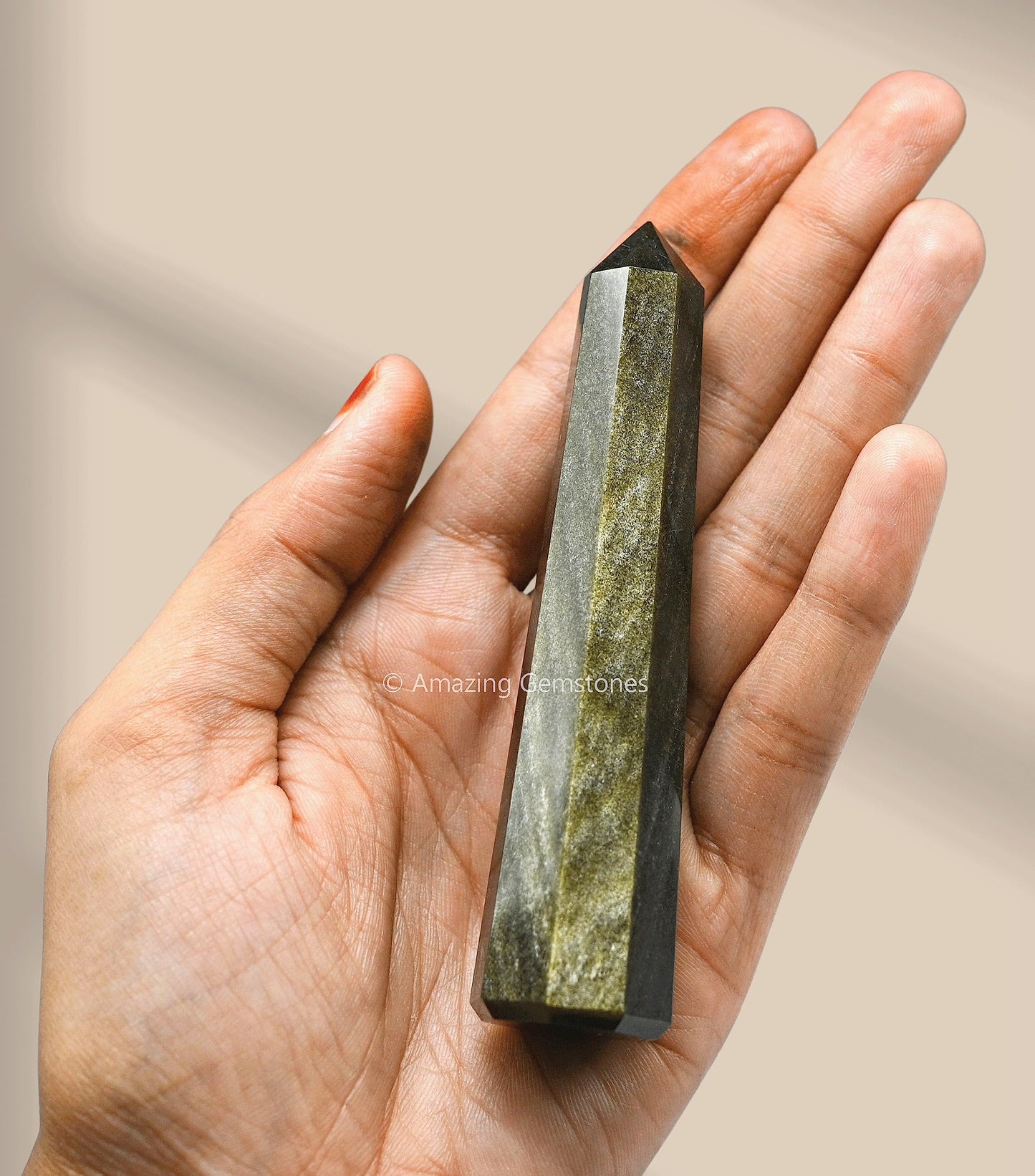 Amazing Gemstone Golden Sheen Obsidian Crystal Towers - Natural Healing Crystal Point Obelisk for Reiki Healing and Crystal Grid (3" to 4" INCH)